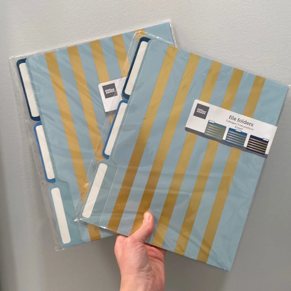 NWT Office Depot Blue and Gold File Folders (2)